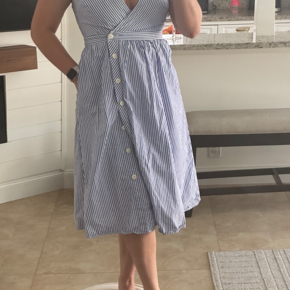 J Crew Striped button down mid dress - Picture 2 of 3